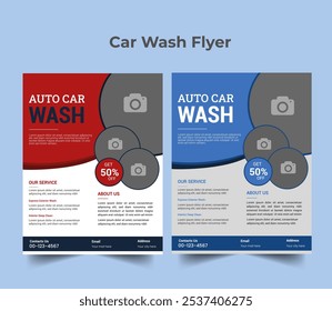 Plantilla de diseño de volante de servicio de lavado de coches de Vector