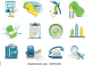 Vector car wash service icon set