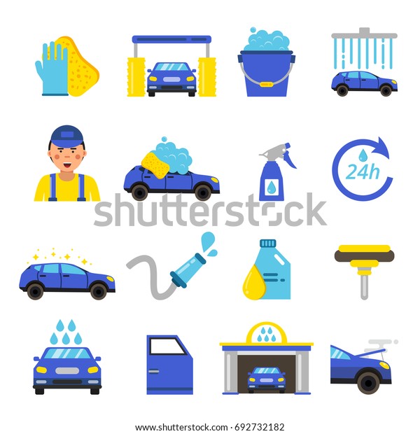 Vector of car washing equipment. Cleaning\
service for automobiles