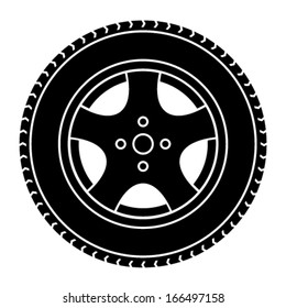 vector car wheel black white symbol