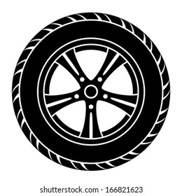 vector car wheel black white symbol