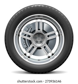 Vector Car Wheel with Disk Brake