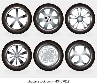 Vector car wheels set