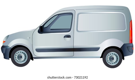 Vector car. White commercial vehicle - delivery van. (simple gradients only, no gradient mesh)