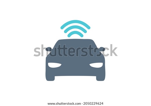 Vector car\
and wifi logo combination signal symbol or icon Unique rudder and\
radio internet logotype design\
template