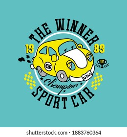 vector of car, the winner sport car, logo, design, element, emblem, cute car for tshirt or poster, graphic