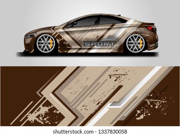 Vector car wrap, supercar, rally, drift. Background racing graphic lines and spots. Eps 10