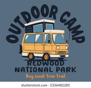 ilustración vectorial caravana camping para impresión de camisetas