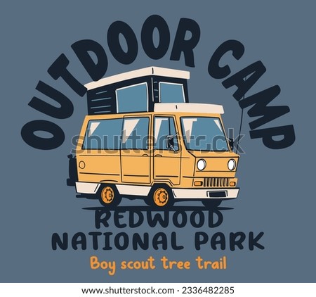 vector caravan camping illustration for t shirt print