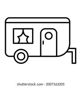 Vector Caravan Outline Icon Design
