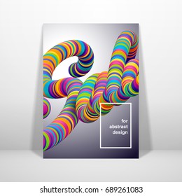 Vector card with 3d shape with strips. Inscription Sale. Place for your text. 