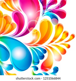 Vector card. Abstract background with bright teardrop-shaped arches.