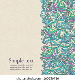 Vector card with abstract colored wavy elements with place for your text. Vector seamless background.