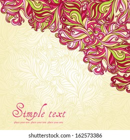 Vector card with abstract colored wavy elements with place for your text. Vector seamless background.