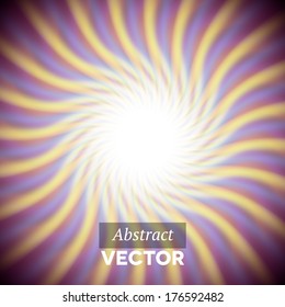 Vector card with abstract purple wavy rays