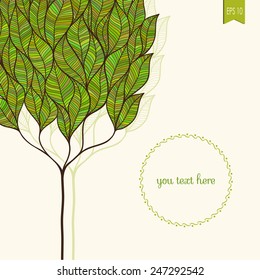 Vector card with abstract tree. Card template with plenty of space for your text. The original design for you.