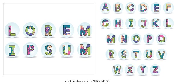 Vector card with alphabet set
