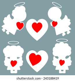 Vector card with angels and hearts