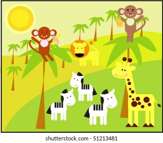 vector card with animals 04
