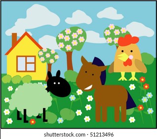 vector card with animals 09