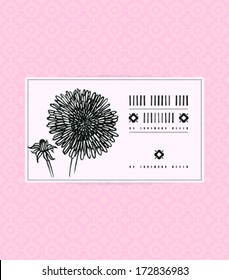 Vector card with aster on ornamental soft pink background. Template for spa promotion, flower shop gift card, soap package, spring sale coupon, perfume box design, business card, wedding invitation