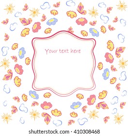 Vector card. Background with  butterfly and flower. Template for banner, brochure, gift certificate. Party invitation.