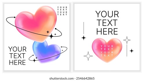 vector card, background and social media template for valentine's day concept, love and heart illustration