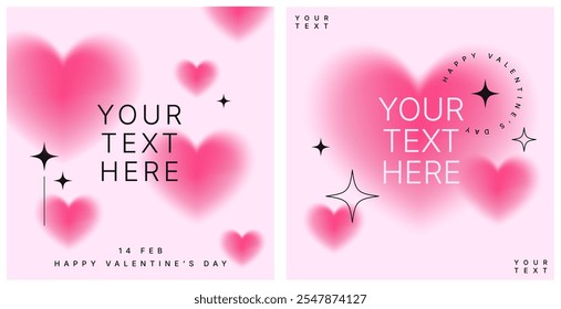 vector card, background and social media template for valentine's day concept, love and heart illustration