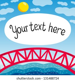 Vector card background. Template frame design for card with bridge.