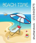 Vector card or banner with colorful funny doodle symbols for beach holiday and text message. Hand drawn sketch elements. Vector illustration for poster.