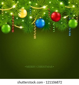 Vector card with a beautiful Christmas tree