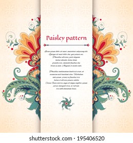Vector card. Beautiful floral oriental pattern in vintage style. 