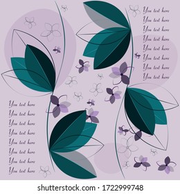 Vector card with beautiful flowers on a pink background.