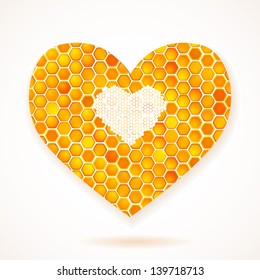 Vector card with Big Heart Honeycomb Illustration