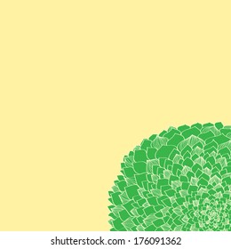 Vector card with big ornamental green flower