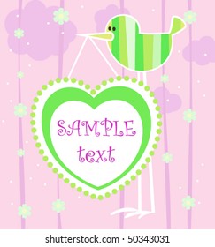 Vector card with bird and heart