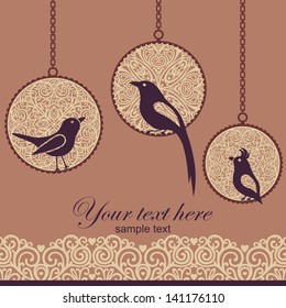 vector card with birds