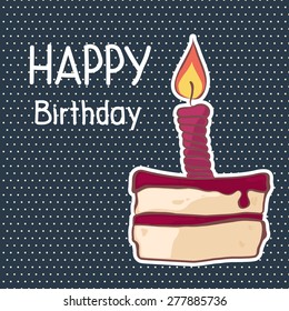 Vector card with birthday cake