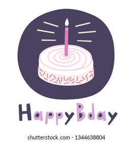 Vector card with Birthday cake and congratulations