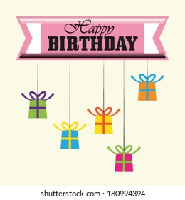 Vector card with birthday gift 