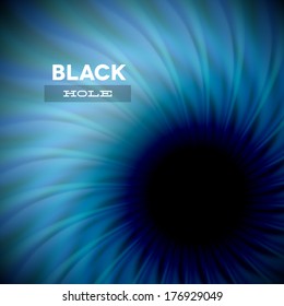 Vector card with black hole and wavy rays