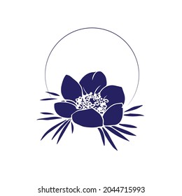 Vector card. Blue. Flower. Logo. Illustration.