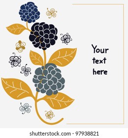 vector card with blue flowers