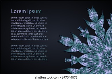 Vector card with blue snowflake on dark background, Eps-8 illustration