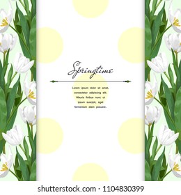 Vector card with a bouquet of white tulips and a place for text