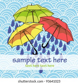 vector card with bright umbrellas