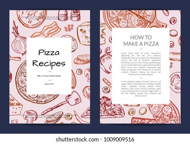 Vector card or brochure template for pizza restaurant or cooking lessons illustration