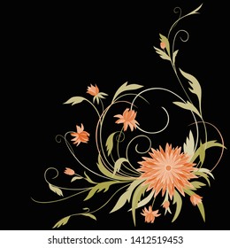 Vector card with a bunch of decorative flower