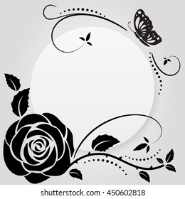 Vector card with butterflies and  roses.