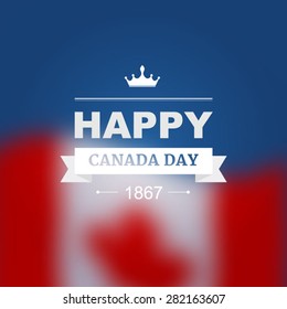 Vector card for Canada Day. Illustration for 1st of July Canada Independence Day with flag and maple leaf.